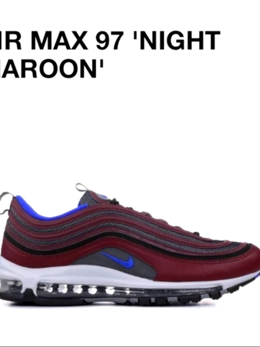 🔥👟🔥 Nike Air Max 97 Burgundy with Blue Swoosh